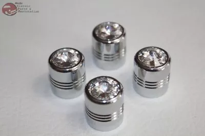 Clear Diamond Tire Air Valve Stem Cap Cover Set Hot Rat Street Rod Custom Truck • $28.40