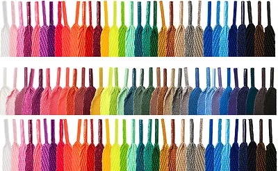 Flat Coloured Shoe Laces Shoelaces Bootlaces - 30 Colours - 2 Widths - 5 Lengths • £3.19