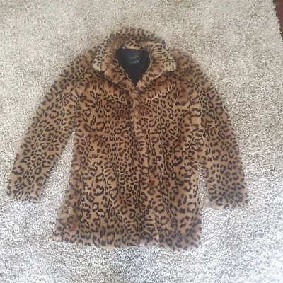 $21.89 • Buy Zara Faux Fur Leopars Animal Jacket Coat Size S