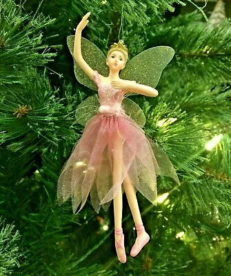 Pink Iridescent Princess Fairy Ballerina Sugar Plum Nutcracker Xmas Ornament • $14.95