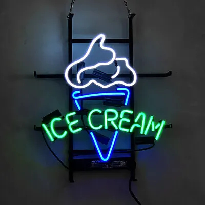 Ice Cream Real Glass Neon Sign Light Store Wall Decor Nightlight Artwork 17 X14  • £106.80