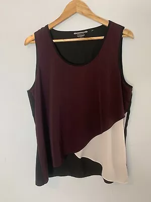 Basque Petite Top Womens S Flowy Burgundy White Black • $14.95