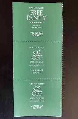 Victoria’s Secret Coupons $10 Off $50 $25 Off $100 And Panty Exp 5/26/24 • $9.98