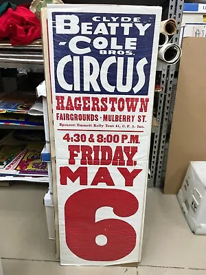 $9.77 • Buy Vintage Clyde Beatty Cole Bros. Circus Poster 14 X42  Hagerstown, Md