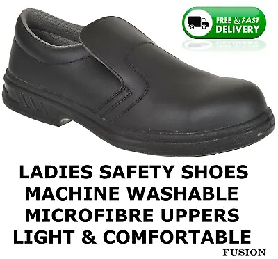 Ladies Safety Shoesslip Onmicrofibre Uppersantislip Solesafety Steel Toe Cap • £28.95