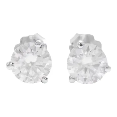 1.00Ct VVS1-D Moissanite 14k Solid White Gold Martini Stud Earrings • $165