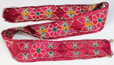 Old Tribal Exotic Chinese Ethnic Miao People's Hand Embroidery Belt 100cmx6.5cm • $60