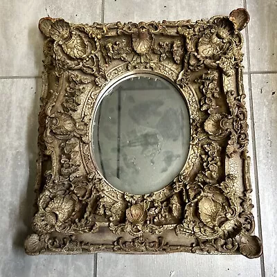 Beautiful Vintage 19th Century Gold Gilt Florentine Mirror 15 X 17.75 X 3.5” • $0.99