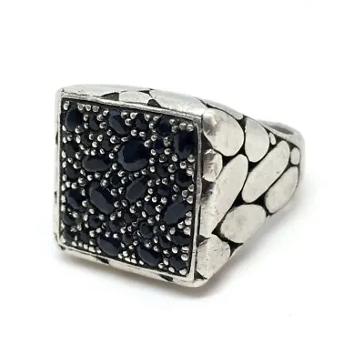 John Hardy Kali Sterling Silver & Black Sapphire Ring Size 9.75 • $356