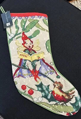 VTG Needlepoint Christmas Stocking MMA Met Singing Elf Fairy HTF Bird Pixie • $82