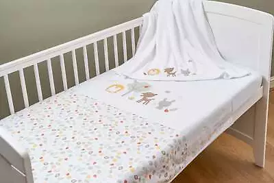 Silver Cloud Treetops Bedding Set Cot Bed Bedding 3 Piece Baby Blanket Sheet New • £47.99