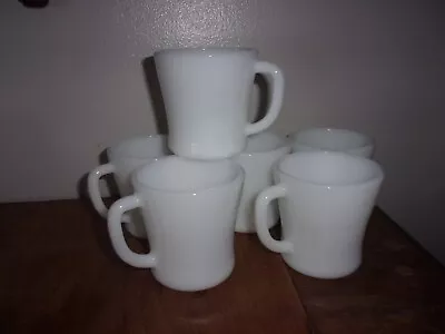 6 Vintage Federal  White Milk Glass Coffee Mugs   -1960's~ NO CHIPS OR STAINS • $15