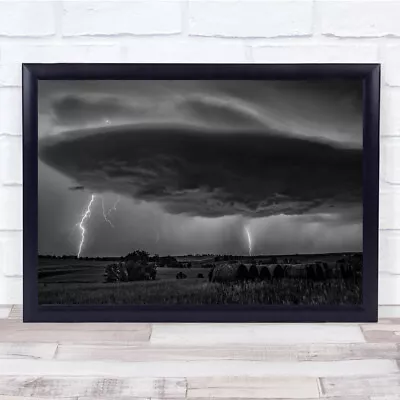 Night Lightning Cloud Black Dark Scary Weather Wall Art Print • £11.49