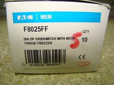 £74.95 • Buy Etn Mem 20a Dp Gridswitch With Neon Fridge Freezer F8025ff Box Of 10