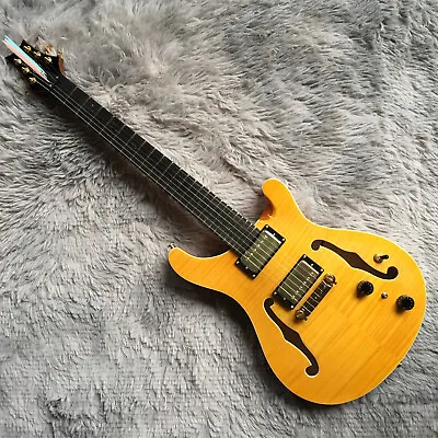 Electric Guitar Semi Hollow Body Gold Hardware 6 String Yellow Flame Maple Top • $264.10
