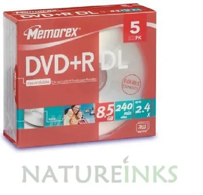 £7.99 • Buy 5 Memorex DVD+R DL 2.4x DVD Dual Double Layer Discs 8.5GB 240 Mins  RECORDER