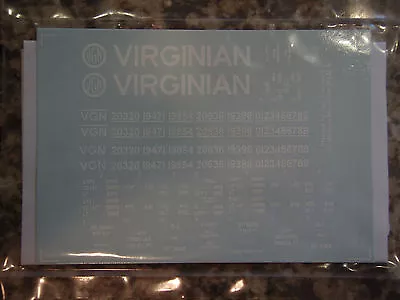 Virginian Railway (VGN) Decals Distinctive  Battleship  Gondolas White HO-scale • $3.29