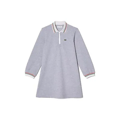 Lacoste Kids EJ1203 Long Sleeve Zip Neck Polo Dress Grey • £45