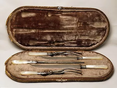 Antique Landers Frary Clark Sterling Mother Of Pearl Carving 5 Piece Set • $125