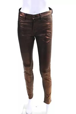 J Brand Womens Metallic Bronze High Rise Super Skinny Leg Jeans Size 27 • $42.69