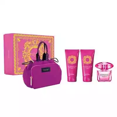 Bright Crystal Absolu By Versace 4pc Women 3.0oz EDP Bag Shower Gel Lotion • $89.57