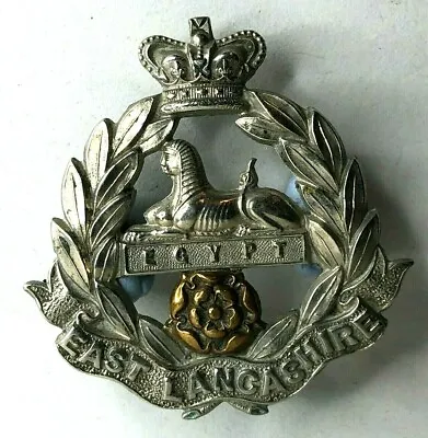 1881-1901 East Lancashire Regiment Cap Badge Queen Victoria Crown 43x41mm  • £56.56