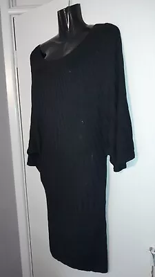 H&M Ladies 80'S Style Black Off Shoulder Wingback Jumper Dress UK S. VGC • £4.99