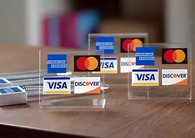 6 PCS Acrylic Countertop Accept Credit Card Register Sign Visa Mastercard Stand • $15.40