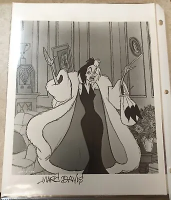 Marc Davis Signed Print Copy Of Cruella (B&W) - Disney Studios - Personal Letter • $299