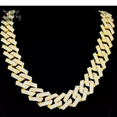 20mm Iced Square Miami Cuban Link 14k Gold Plated 7 -30  Cubic Zirconia Necklace • $13.49