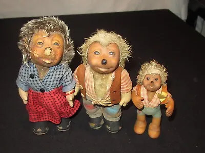 Steiff MECKI Hedgehog Porcupine Family 3 Vintage German Dolls  Mom Dad Child • $44.10