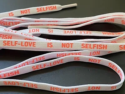 £14.99 • Buy Adidas Original Flat Laces - White With 'self-love Is Not Selfish' 140cm