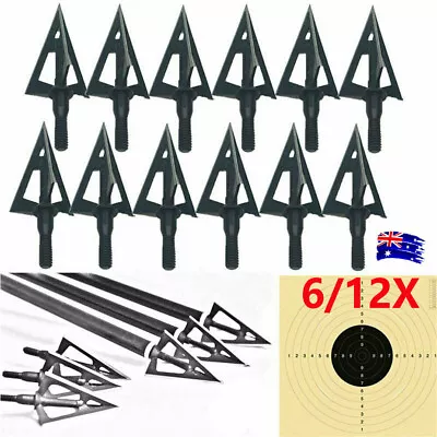 6/12 Pcs Hunting Broadheads 100 Grain 3 Fixed Blade Arrow Heads NEW • $13.99