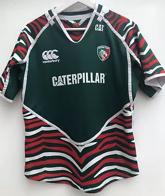 LEICESTER TIGERS Rugby Shirt Canterbury Green Short Sleeve Womens 18 XL • £24.95