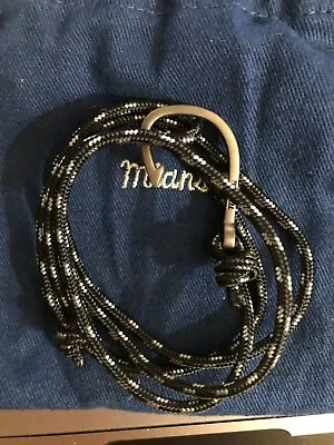 New MIANSAI CORD SILVER PLATED HOOK WRAP BRACELET Jewelery Bag Black 26 Inches • $59.99