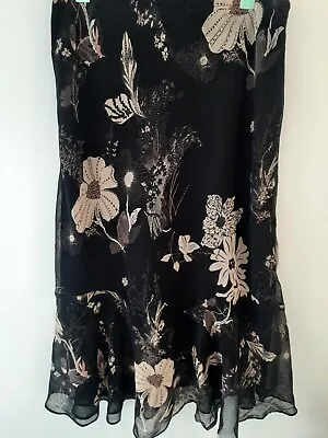 Black And White Skirt MATERNITY Size 12 Floral Long Boho Gypsy Retro Vintage  • £16.99