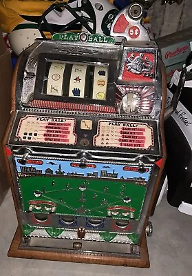 1929 Wooden Mills PLAY BALL 5-cent Slot Machine (See Description For Shipping) • $7500