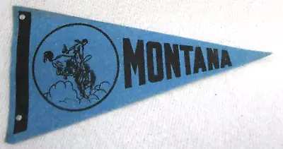 Vintage Mini Felt Pennant ( 7-1/2 X 4 ) - MONTANA  WITH  BRONCO RIDER LOGO • $6