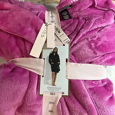 Victoria's Secret Cozy Short Plush Bath Robe Embossed Monogram Xs/s • $45