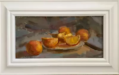 Original Framed Oil Painting 8”x16” Orange Citrus Still Life Artist Signed • $499