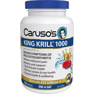 Caruso's King Krill 1000mg 120c - Odourless Omega 3 Krill Oil Carusos • $79.95