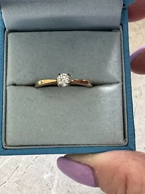 9ct Gold  .25 Solitaire Diamond Ring 375 Size N • £50