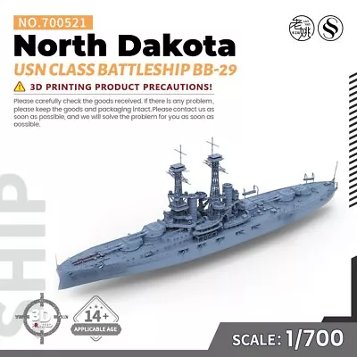 SSMODEL SS700521 1/700 Military Model Kit USN North Dakota ClassBattleship BB-29 • $56.99
