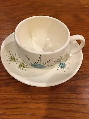 Franciscan Atomic Starburst Teacup & Saucer Set - 2 Items - Small Cracks Cup • $12.99