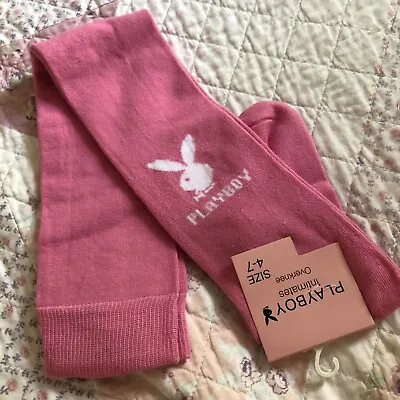 1 Pair Of Playboy Socks Y2K Long Pink White Uk 4 - 7 Women’s RARE!!! • $18.65