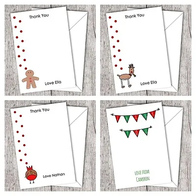 £0.99 • Buy Christmas Thank You Cards ~ Personalised ~ Flat ~ Includes Envelopes ~ DD2