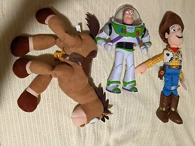 3x Toy Story BIG TOYS LOT Talking Buzz Lightyear + Woody & Bullseye SOFT TOYS • $44.99