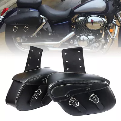 Motorcycle Side Saddlebags For Kawasaki Vulcan 800 900 1500 1600 1700 2000 Black • $129.99