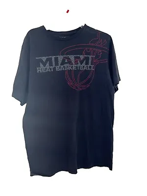 Adidas The Go-To Tee Black Miami Heat Short Sleeve T-Shirt Size Large • $15.89