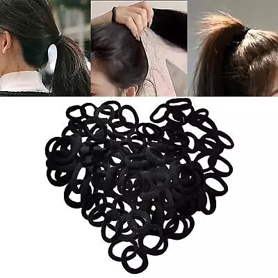 100 Pieces Black Hair Ties Hair Scrunchies Stretch No Damage Hair • £4.66